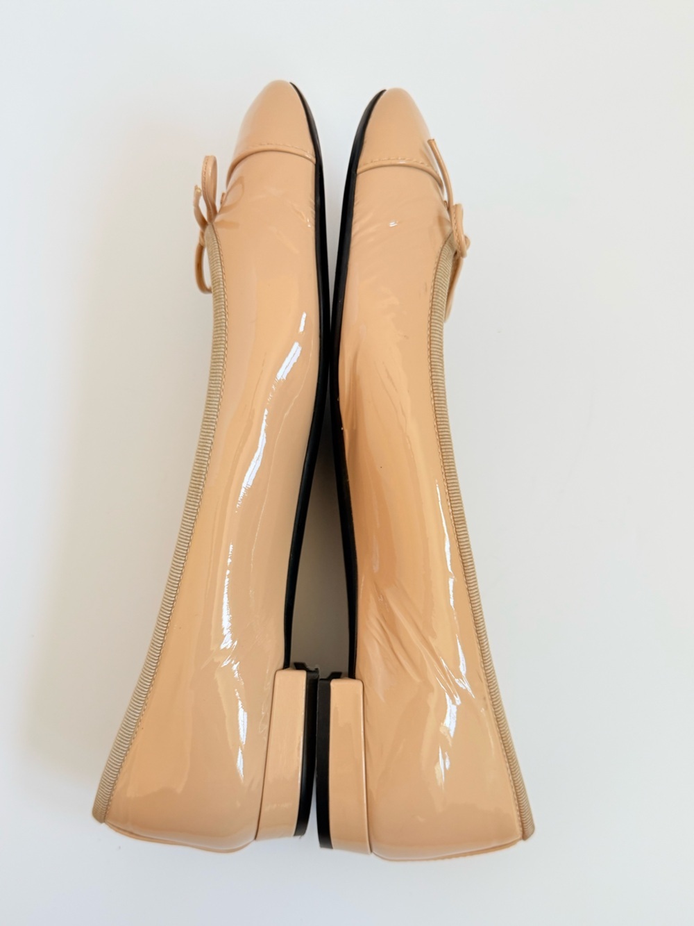 Prada Nude Patent Leather Bow Ballet Flats Logo Plaque Shoes EU 39 - Picture 4 of 8